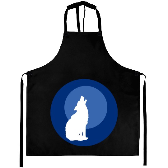 Wolf Moon Nature Vector Aprons