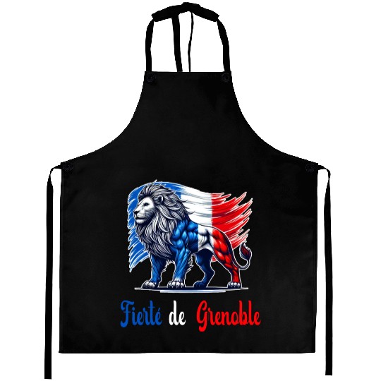 The proud Grenoble flag design Aprons