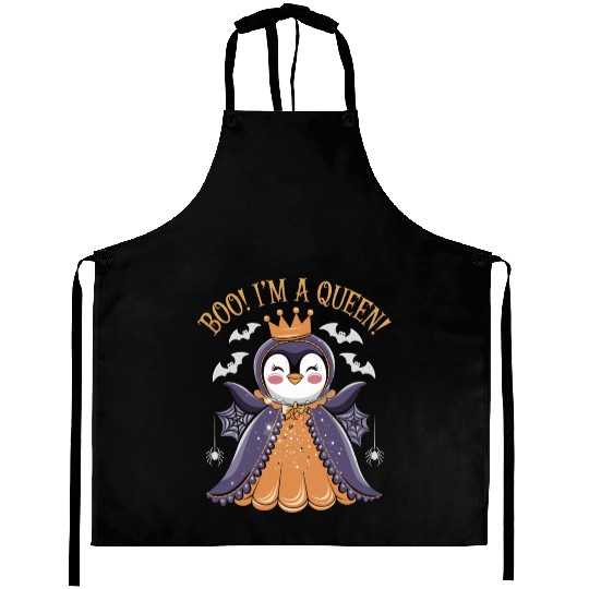 Penguin Halloween Boo! I'm A Queen Costume Aprons