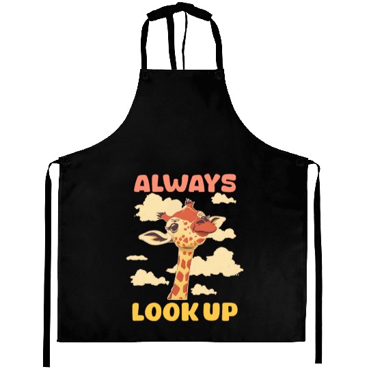 Giraffe Always Look Up Aprons
