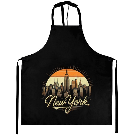 New York Skyline - Iconic Cityscape Beauty Aprons