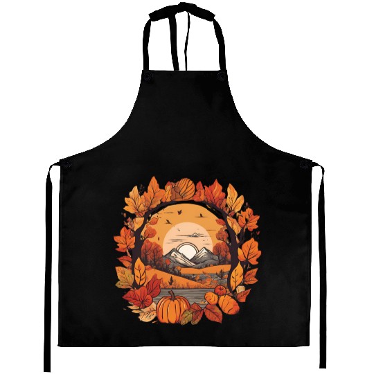 Autumn leaves falling design Aprons