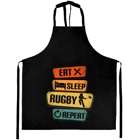 Eat Sleep Rugby Repeat Funny Rugby Player Aprons