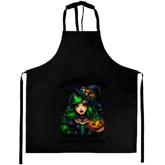 Halloween Wicked Cute Green Witch Aprons