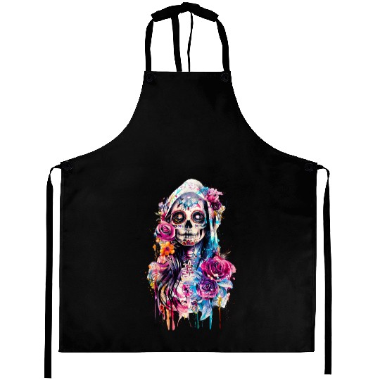 Santa Muerte Saint Mexican Folklore Dead Skull Aprons