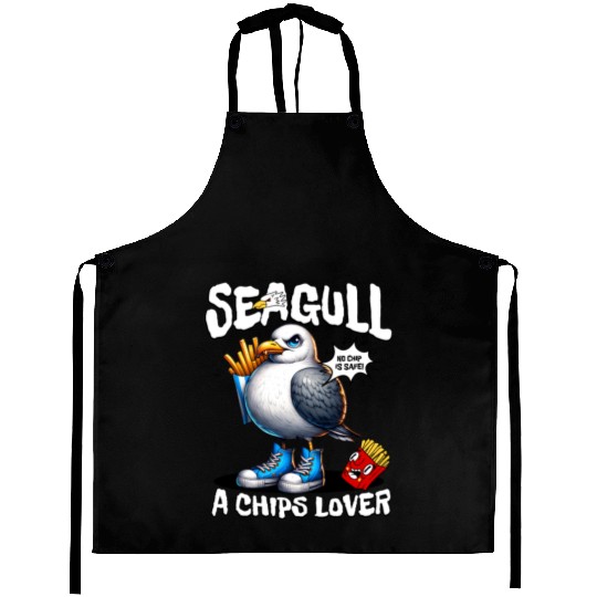 Seagull The Potato Chips Lover Funny Sea Bird Aprons