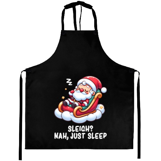 Santa Claus - Funny Santa Claus - Lazy Santa Claus Aprons