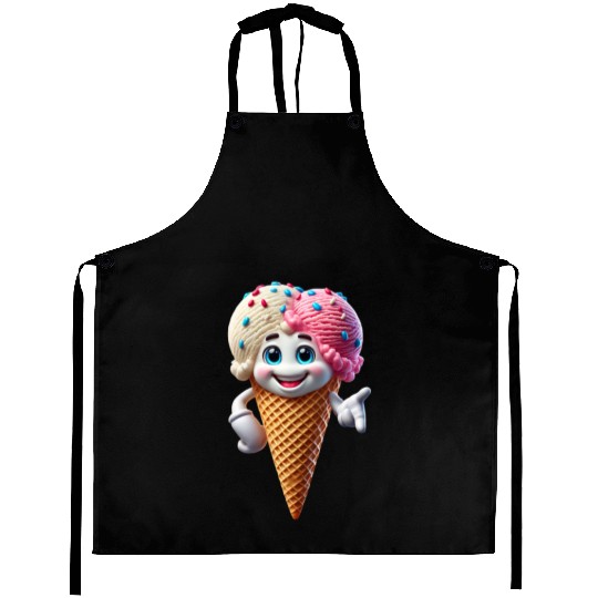 Cheerful Ice Cream Cone with Sprinkles & Big Smile Aprons