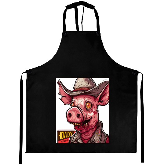 hillbilly redneck zombie cowboy pig Aprons