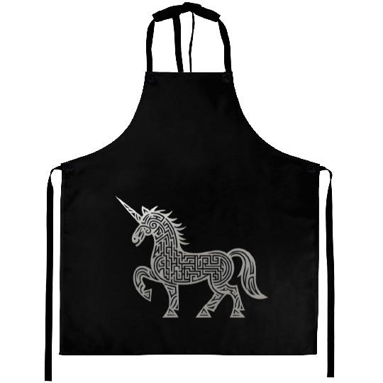 Celtic Unicorn Line Art Tattoo Aprons