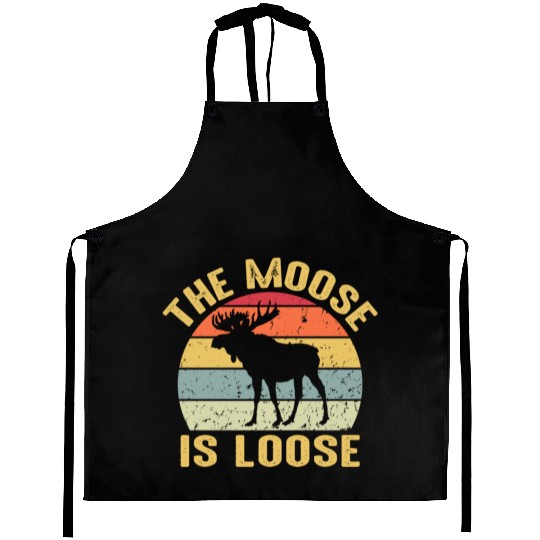 Moose Is Loose Vintage Funny Wild Animal Nature Aprons