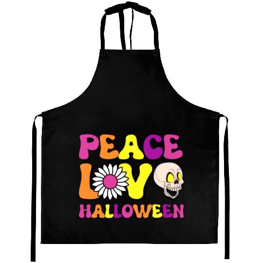 Peace Love Halloween Cute Colorful Trick or Treat Aprons