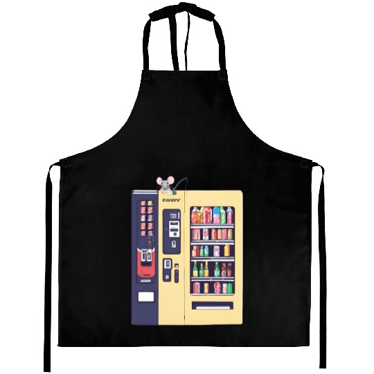 Japanese vending machine with little friend. Aprons