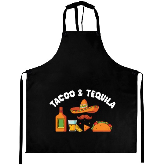Tacos & Tequila Funny Taco Lover Saying Slogan Aprons