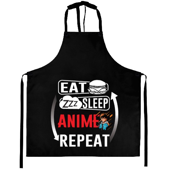 Eat Sleep Anime Repeat Ramen Kawaii Japanese Manga Aprons