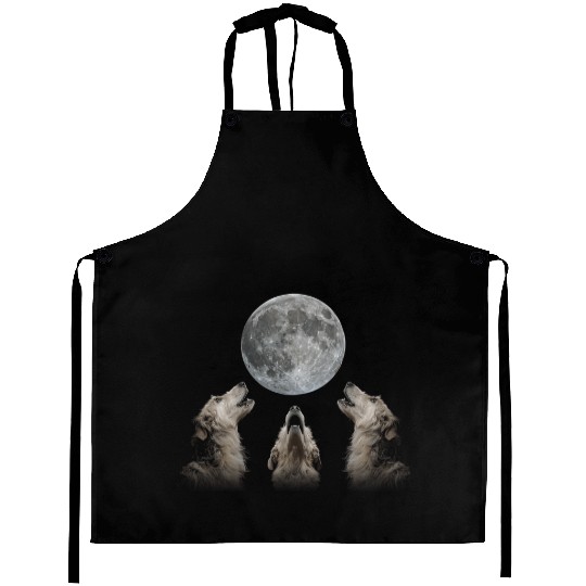 Irish Wolfhound Dog Howling Moon Aprons