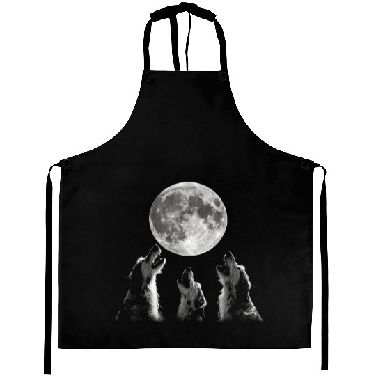 Irish Wolfhound Dog Howling Moon Aprons