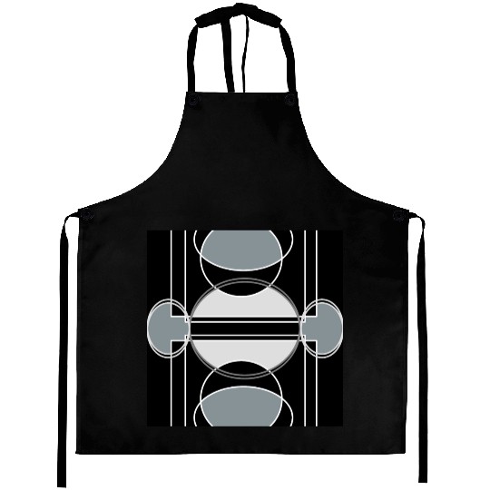 Black and grey geometric design Aprons
