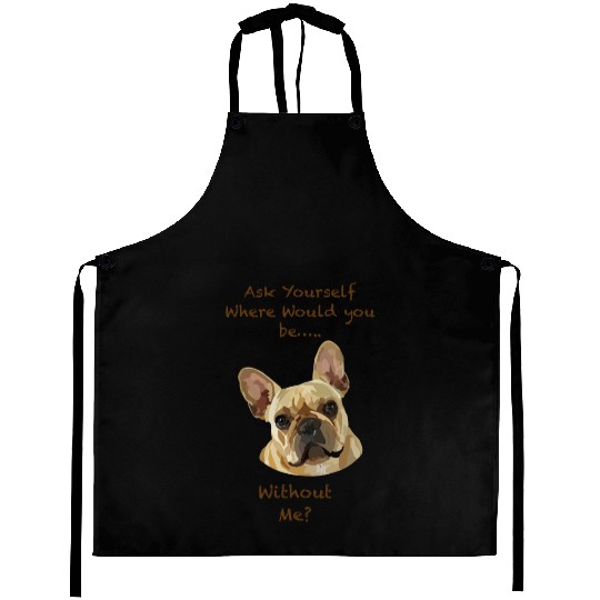 French bulldog Hand Drawn Digital Art Aprons