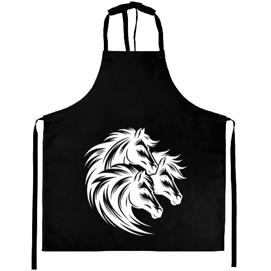 Three Horse Heads With Elegant Wild Manes Aprons