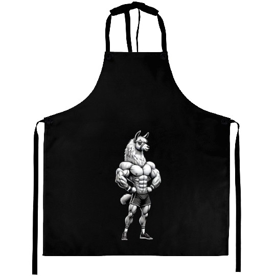 Llama Alpaca Muscle Fitness Bodybuilder Aprons