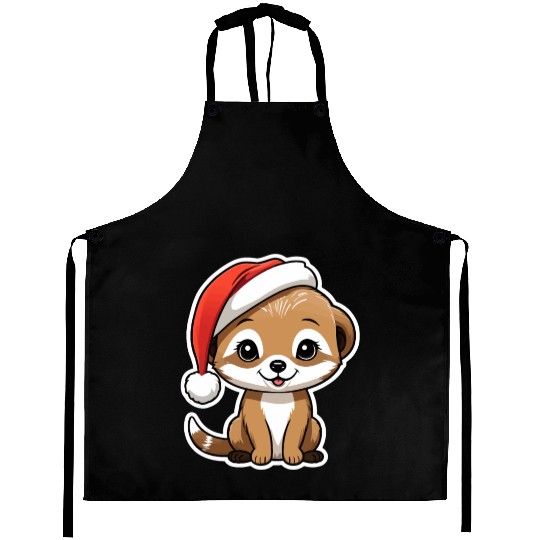 meerkat with a santa hat Aprons