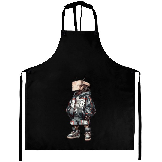 futuristic robot with a streetwear-inspired Aprons