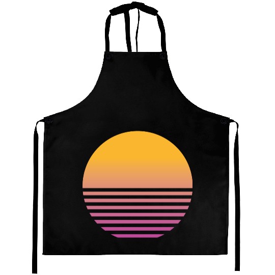 Retro Sunset - 80s Vaporwave Aesthetic Aprons