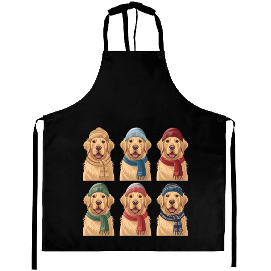 Winter Cute Golden Retriever Aprons