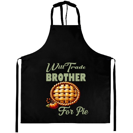 Will Trade Brother for Pie Funny Thanksgiving Aprons