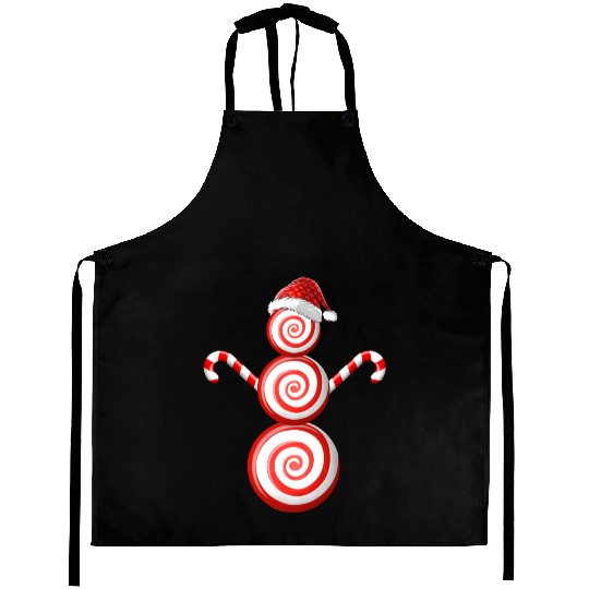 Funny Christmas Aprons Peppermint Candy Snowman