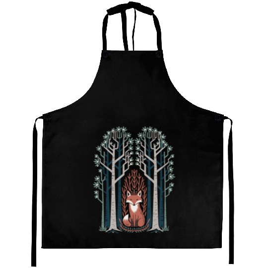 Cottagecore Fox in enchanting Forest Aprons