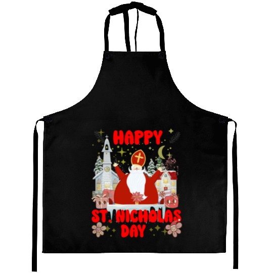 Happy saint Nicholas dayretro logo Aprons