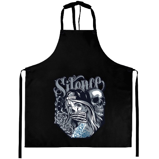 silence Chicano Vintage Design Aprons