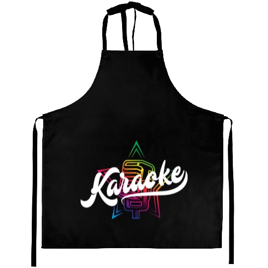 Colorful Karaoke Microphone Design Aprons