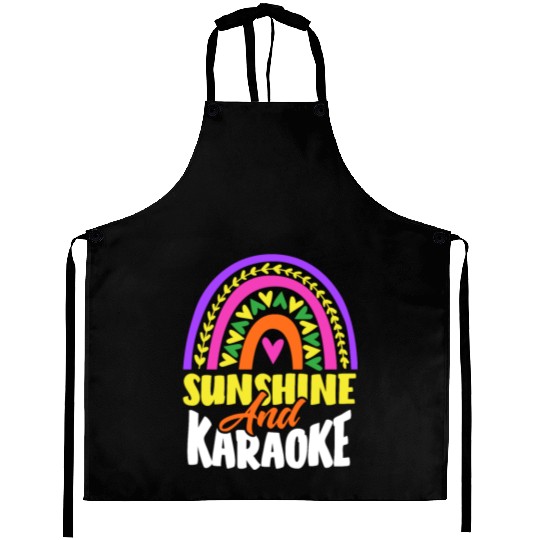 Sun And Karaoke Rainbow Heart Aprons