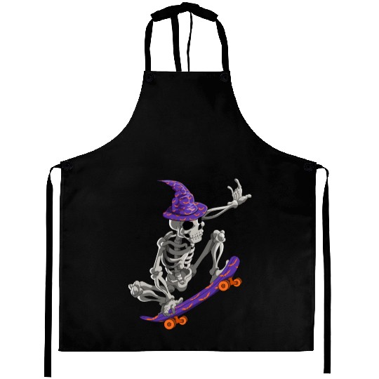 Skateboarding Skeleton Halloween Skater Skateboard Aprons