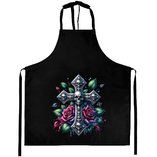 Gothic Collection - Cross, Skulls & Red Roses Aprons