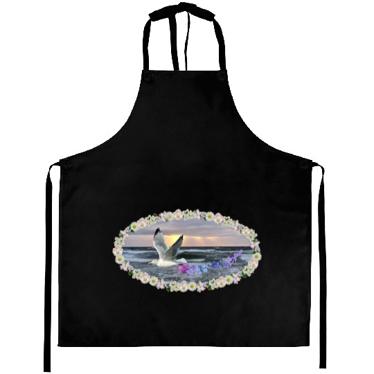 sea beach sunset seagull kitsch flashy magic Aprons
