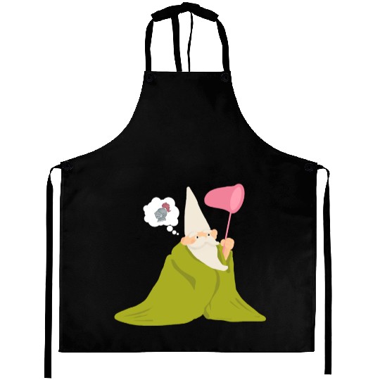 Crawly Gnome Tiny Green Wizard, Funny Green Gnome Aprons