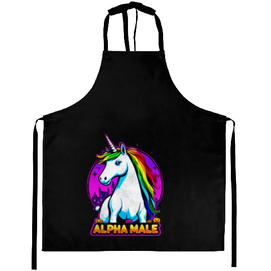 Alpha male LGBT unicorn Halloween Neon Colors Aprons