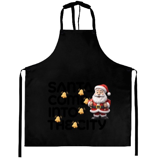 Festive Santa with Jingle Bells Design Aprons