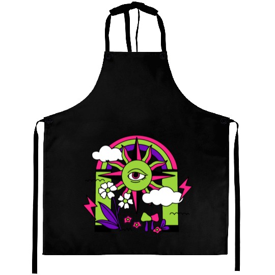 Pink ve Green Psychedelic I Need Space Aprons