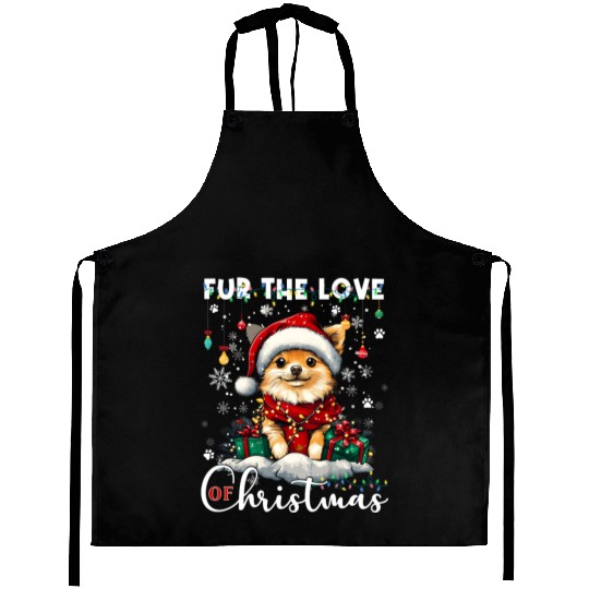 Pomeranian Christmas Tree Decorations Dog Lover Aprons