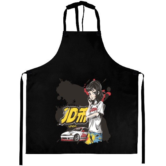 Cute Anime Girl JDM Car Street Racer Aprons