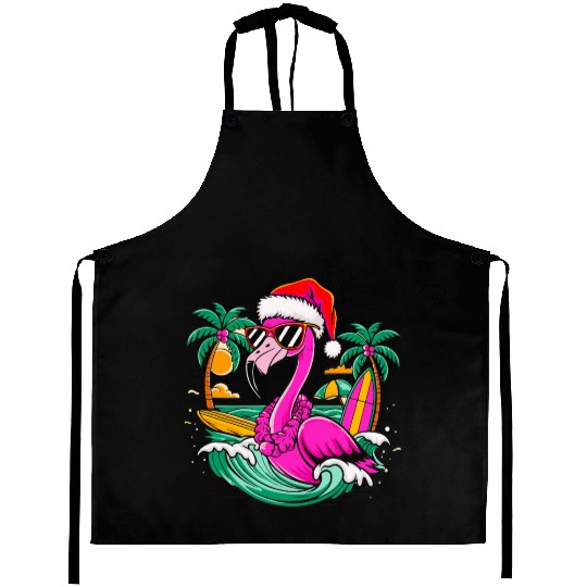 Flamingo cheers Christmas Holiday in Sea Beach Aprons