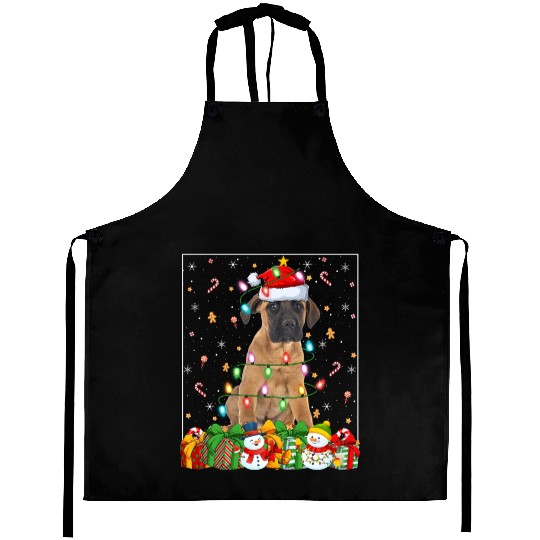 Mastiff Dog Christmas Lights Aprons