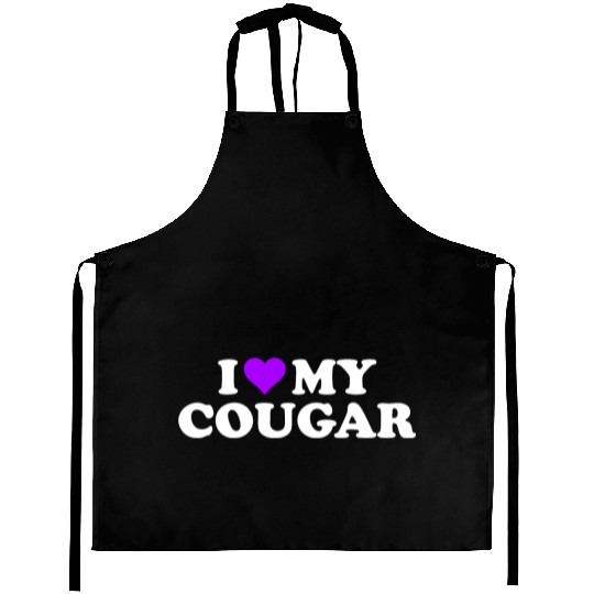 I Love Cougars Cougar Humor Valentine's Day 3BK4 Aprons