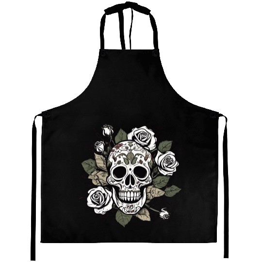 Mystic Floral Skull Design Aprons