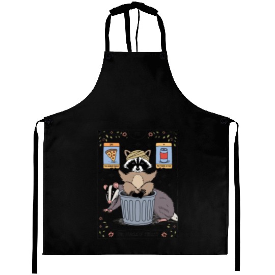 Raccoon and Badge Tarot Card Inspired Humor Aprons